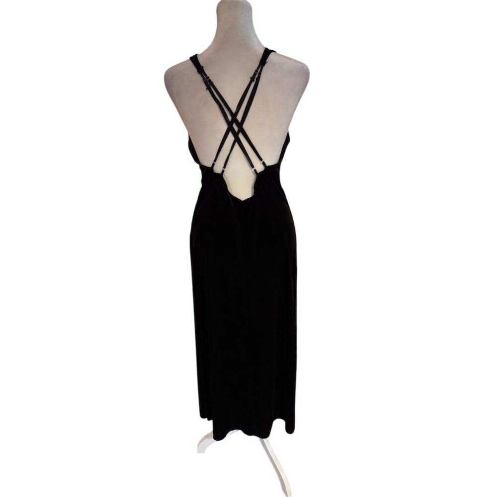 Frederick's of Hollywood Black Sleeveless Velvet Midi Dress Size M - Picture 2 of 6